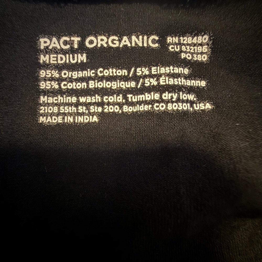 Pact Organic Black Short Sleeve Wrap Dress V-Neck Organic Cotton Midi Medium - Picture 3 of 4